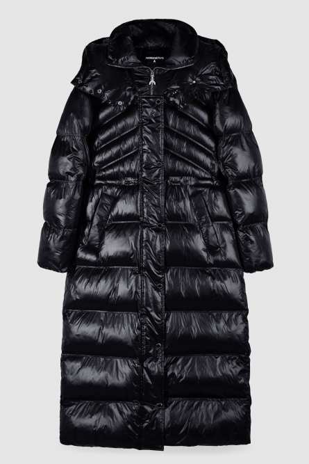 Long down jacket with hood, Black, Patrizia Pepe