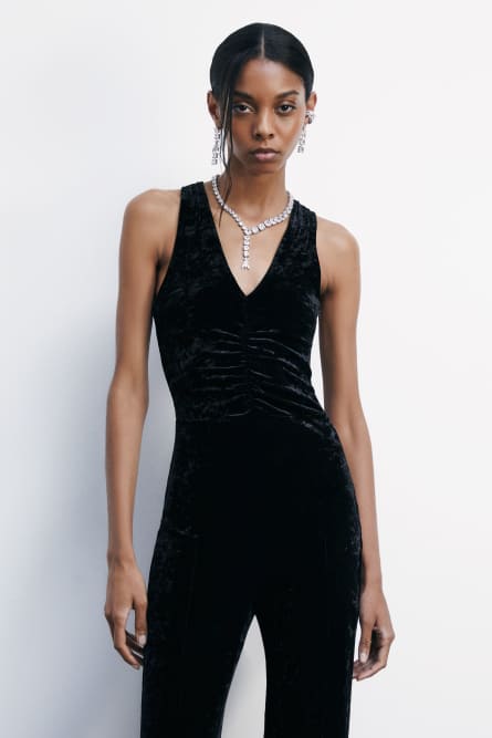 &quot;ESSENTIAL&quot; velvet suit, Black, Patrizia Pepe