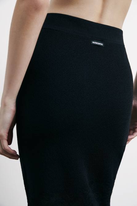 Lace-effect knit midi skirt, Black, Patrizia Pepe