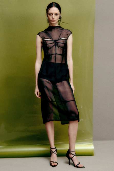 Transparent silk midi dress, Black, Patrizia Pepe