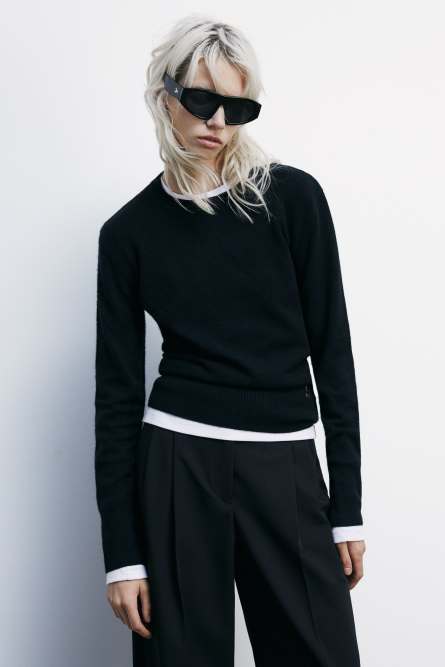 Crew neck cashmere sweater, Black, Patrizia Pepe