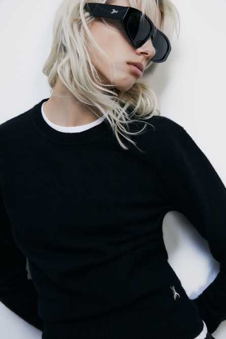 Crew neck cashmere sweater, Black, Patrizia Pepe