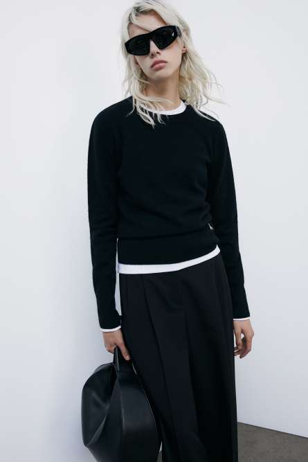 Crew neck cashmere sweater, Black, Patrizia Pepe