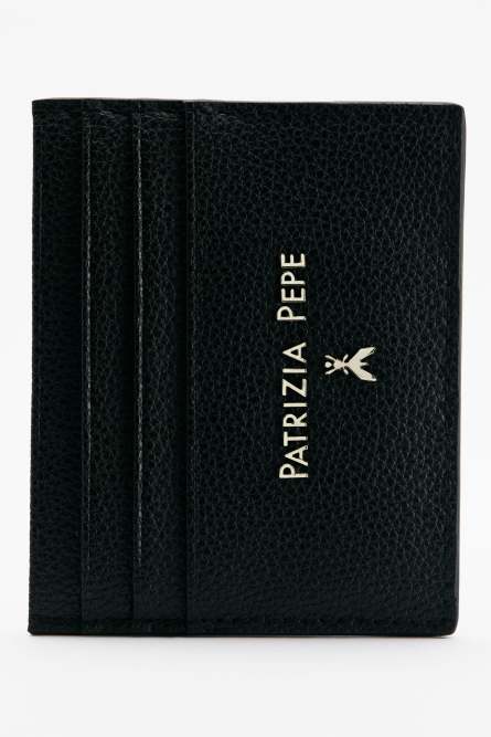Leather card holder, Black, Patrizia Pepe