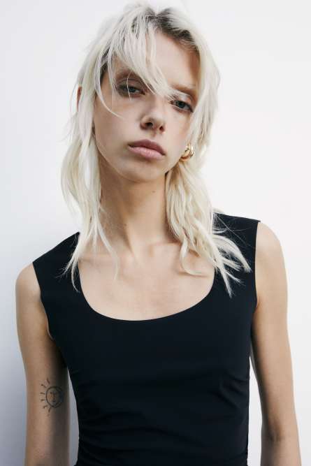 Stretch jersey tank top, Black, Patrizia Pepe