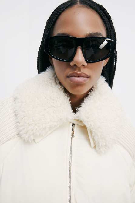 Fluffy down jacket with collar, White, Patrizia Pepe