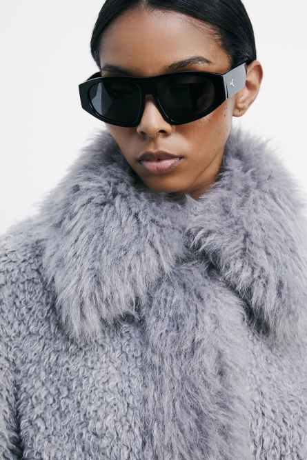 Reversible fluffy coat, Grey, Patrizia Pepe