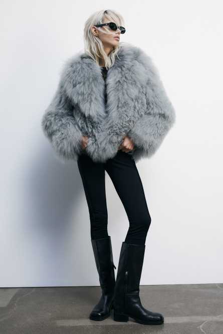 Short fur jacket | Grey | Patrizia Pepe