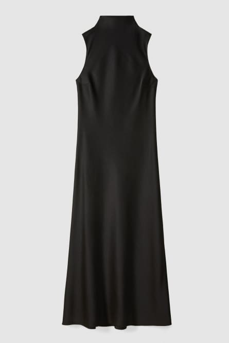 Flowing satin midi dress, Black, Patrizia Pepe