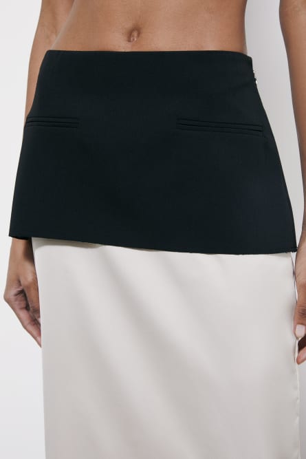 Viscose blend color block midi skirt, Black, Patrizia Pepe