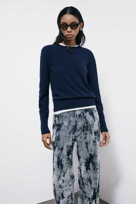 Crew neck cashmere sweater, Blue, Patrizia Pepe