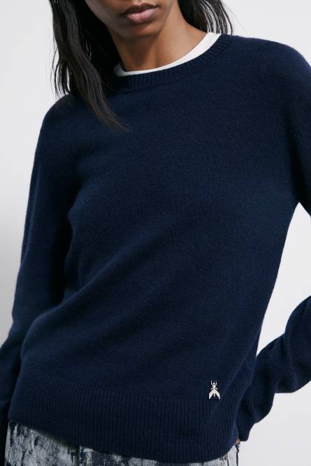 Crew neck cashmere sweater, Blue, Patrizia Pepe