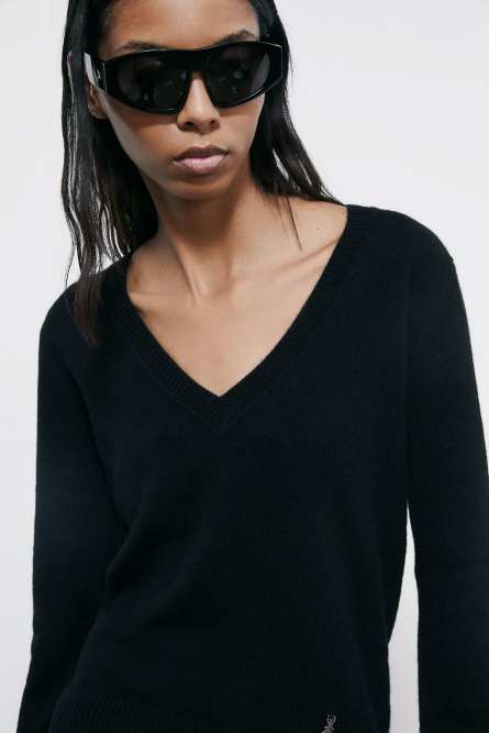 V-neck Cashmere Jumper, Black, Patrizia Pepe