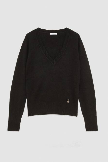 V-neck Cashmere Jumper, Black, Patrizia Pepe