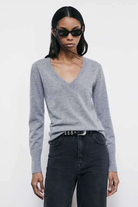 V-neck Cashmere Jumper, Grey, Patrizia Pepe