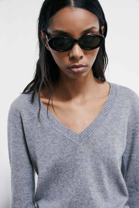 V-neck Cashmere Jumper, Grey, Patrizia Pepe