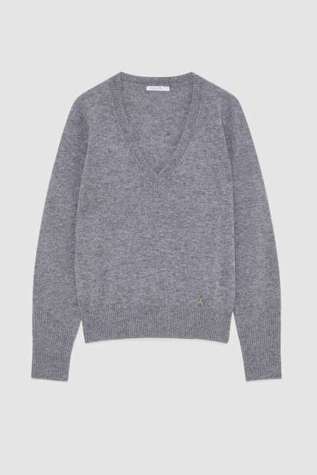 V-neck Cashmere Jumper, Grey, Patrizia Pepe