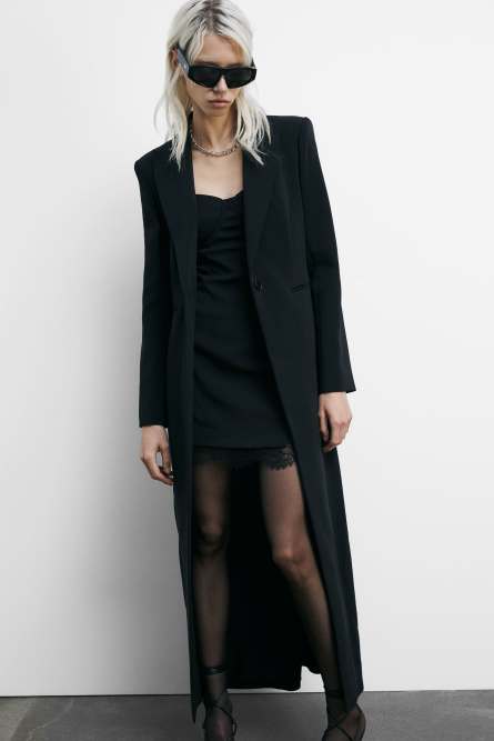 Manteau long à simple boutonnage, Noir, Patrizia Pepe