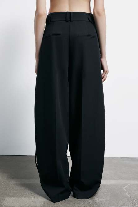 Широкие брюки с ремешками, Черный, Patrizia Pepe