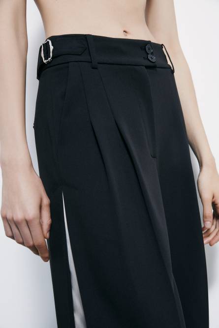 Широкие брюки с ремешками, Черный, Patrizia Pepe