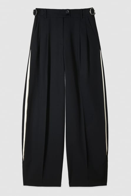Широкие брюки с ремешками, Черный, Patrizia Pepe