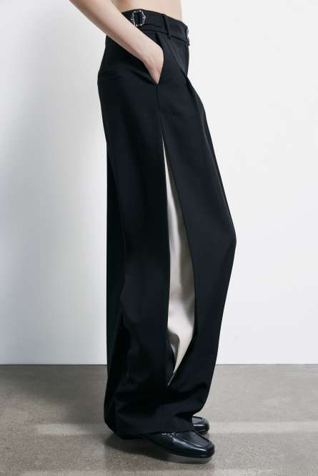 Широкие брюки с ремешками, Черный, Patrizia Pepe