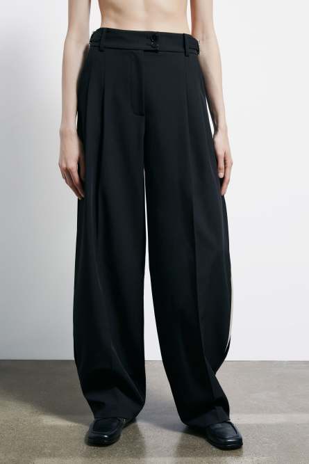 Широкие брюки с ремешками, Черный, Patrizia Pepe