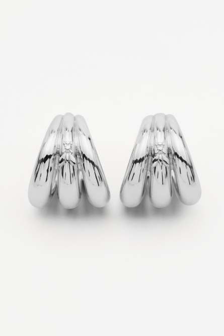 Grandes boucles d&apos;oreilles Metal Circle, Argent, Patrizia Pepe