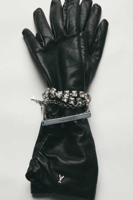 Long leather gloves, Black, Patrizia Pepe