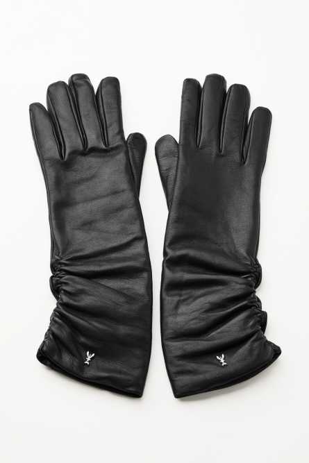 Long leather gloves, Black, Patrizia Pepe