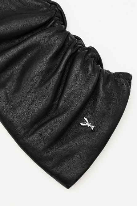 Long leather gloves, Black, Patrizia Pepe