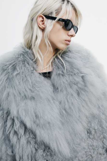 Short fur jacket, Grey, Patrizia Pepe