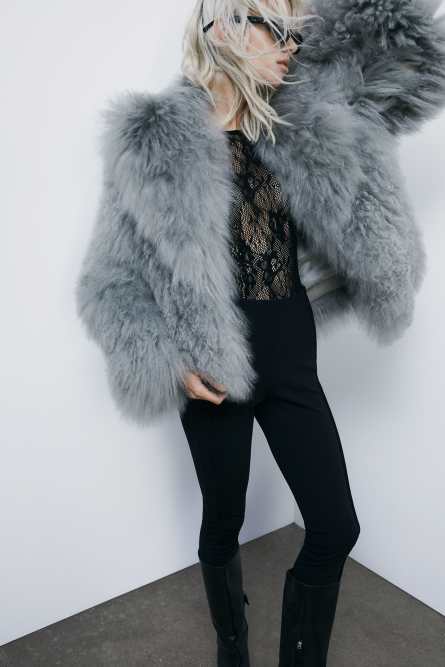 Short fur jacket, Grey, Patrizia Pepe