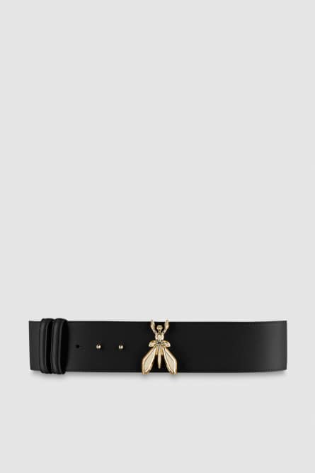 High-waisted leather belt, Black, Patrizia Pepe
