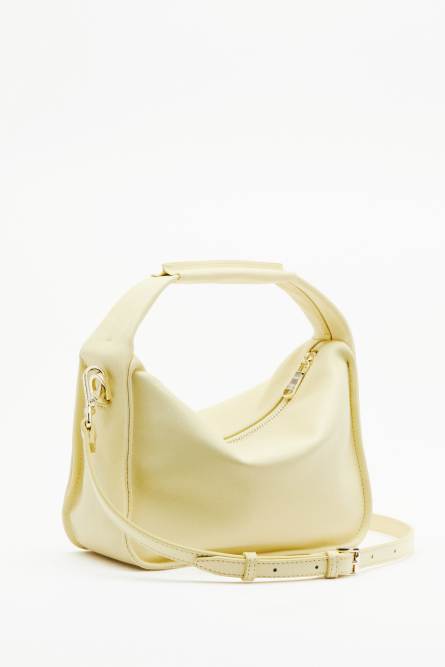 Contemporary Hobo small leather shoulder bag, Yellow, Patrizia Pepe