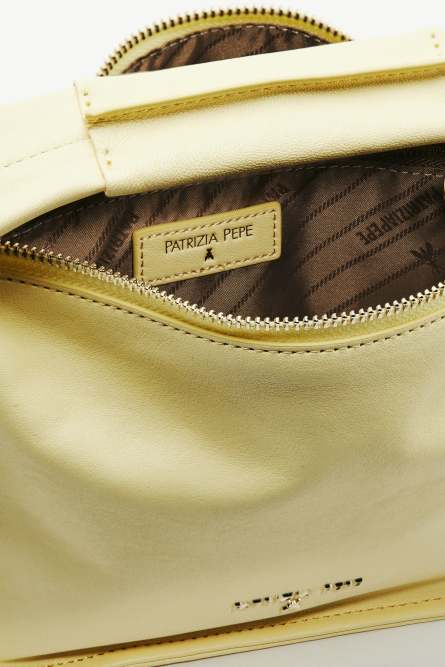 Contemporary Hobo small leather shoulder bag, Yellow, Patrizia Pepe