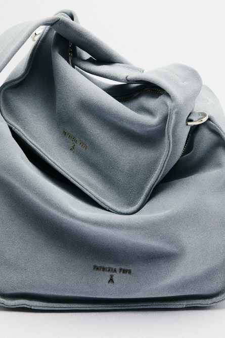 Contemporary Hobo small suede shoulder bag, Blue, Patrizia Pepe