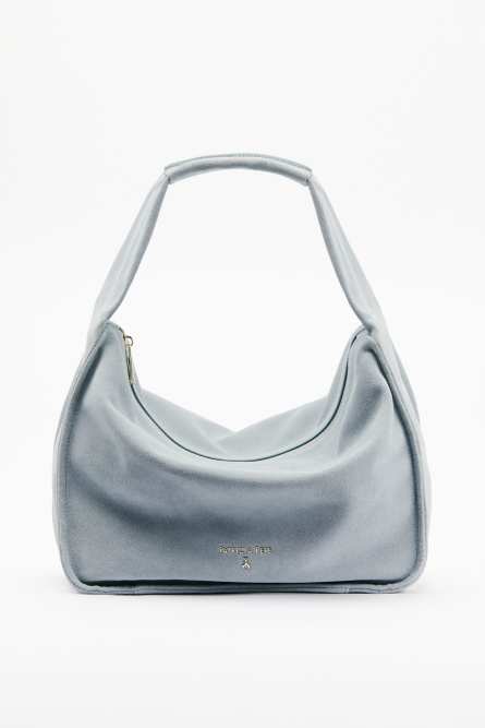 Contemporary Hobo medium suede shoulder bag, Blue, Patrizia Pepe