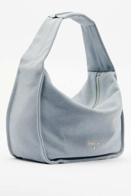 Contemporary Hobo medium suede shoulder bag, Blue, Patrizia Pepe