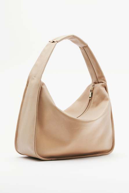 Contemporary Hobo medium leather shoulder bag, Beige, Patrizia Pepe