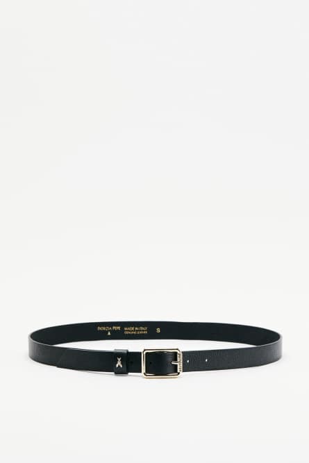 Hammered leather low-waist belt, Black, Patrizia Pepe