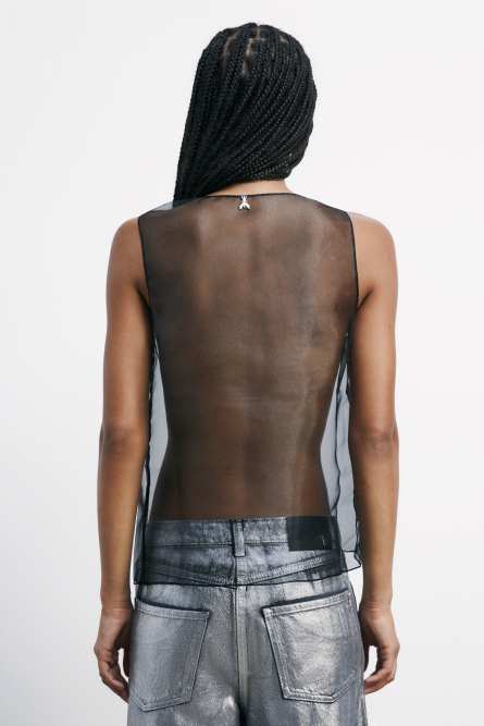 Transparentes Top mit Metallic-Effekt, Schwarz, Patrizia Pepe