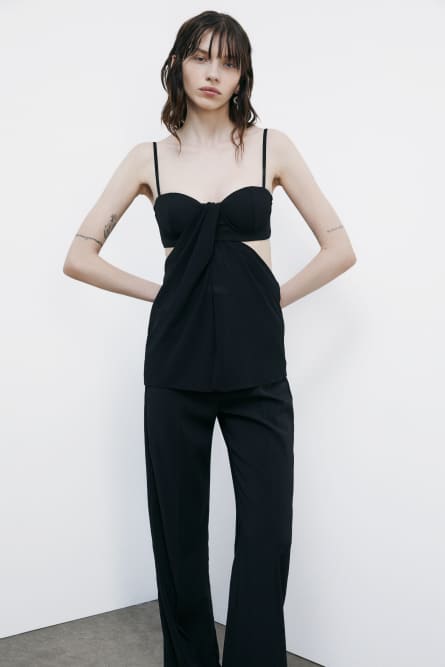 Top avec bustier et drapé, Noir, Patrizia Pepe