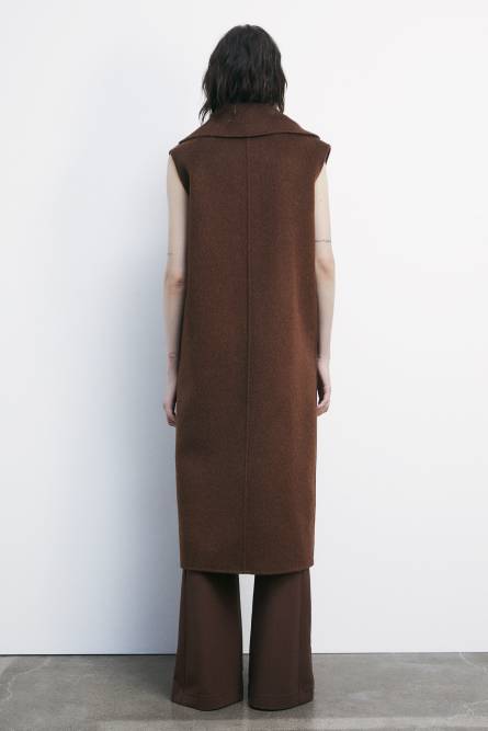 Sleeveless coat in wool and alpaca, Brown, Patrizia Pepe