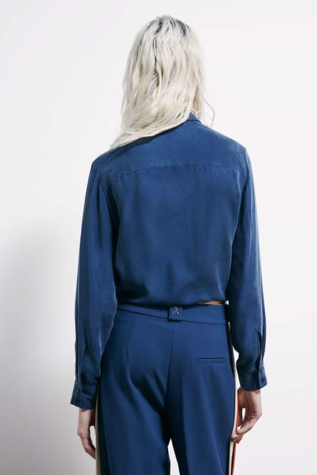 Chemise fluide avec n&oelig;ud, Bleu, Patrizia Pepe