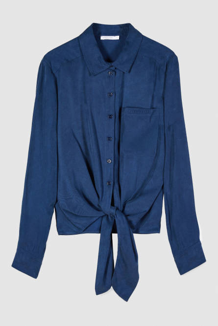 Chemise fluide avec n&oelig;ud, Bleu, Patrizia Pepe