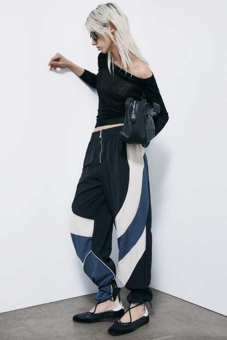 Pantalon l&eacute;ger racing color block, Multicolor, Patrizia Pepe