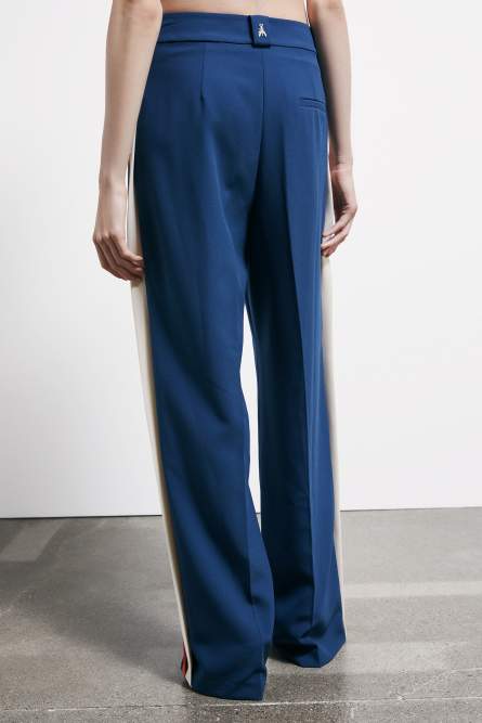 Pantalon fluide avec bandes de couleur contrast&eacute;e, Bleu Ciel, Patrizia Pepe