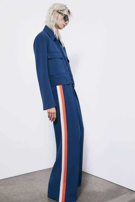 Pantalon fluide avec bandes de couleur contrast&eacute;e, Bleu Ciel, Patrizia Pepe