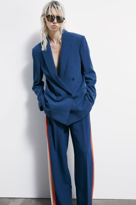 Double-breasted viscose blazer, Blue, Patrizia Pepe
